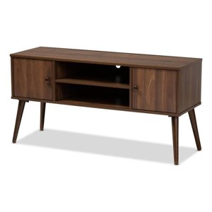 Baxton Studio Alard 2-Door Wood TV Stand in Brown