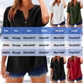 thumbnail image 2 of Chemises en Lin pour Femmes Grande Taille Henley à Manches Courtes d'Été Décontractées Hauts Ourlet Fendu Boutons devant Blouses Fluides Chic Rouges, 4TG, 2 of 7