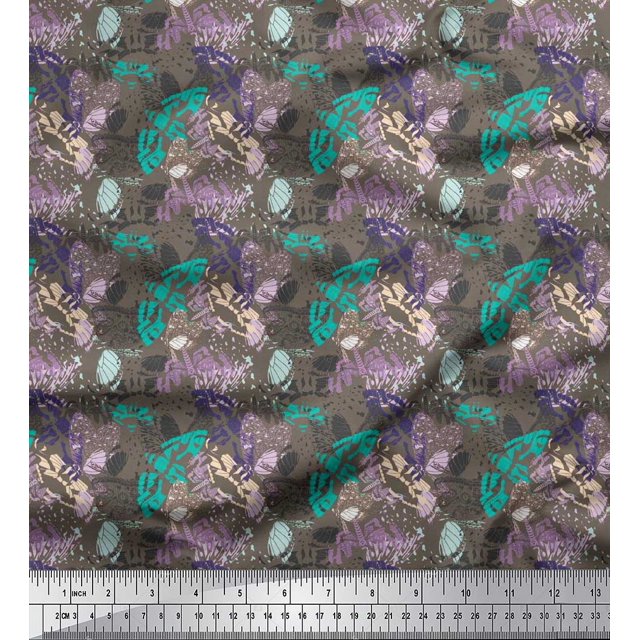 Soimoi Green Cotton Voile Fabric Insect & Texture Print Sewing Fabric BTY 56 Inch Wide