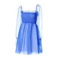 thumbnail image 4 of Robe Décontractée Femme Été Couleur Unie Col Carré Manches Longues Transparentes une-Pièce S/M/L/TG, 4 of 5