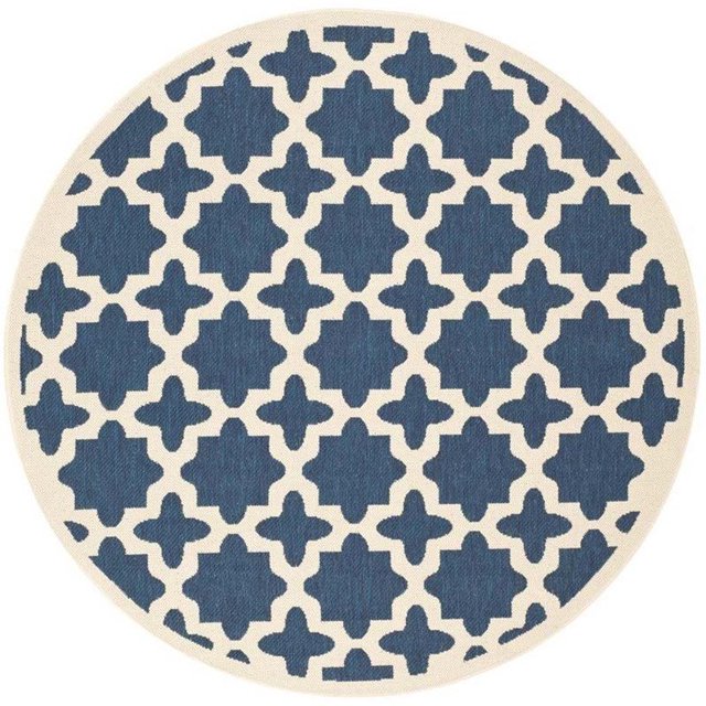Safavieh Courtyard Tapis Intérieur Extérieur Bleu Marine - Rond 4 Pieds