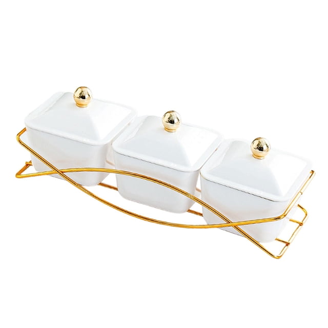 Compartment Appetizer Food Display Dish Platter with Lid for Wedding Kitchen White