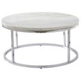 thumbnail image 1 of Steve Silver Echo White Marble and Chrome Metal Round Cocktail Table, 1 of 5