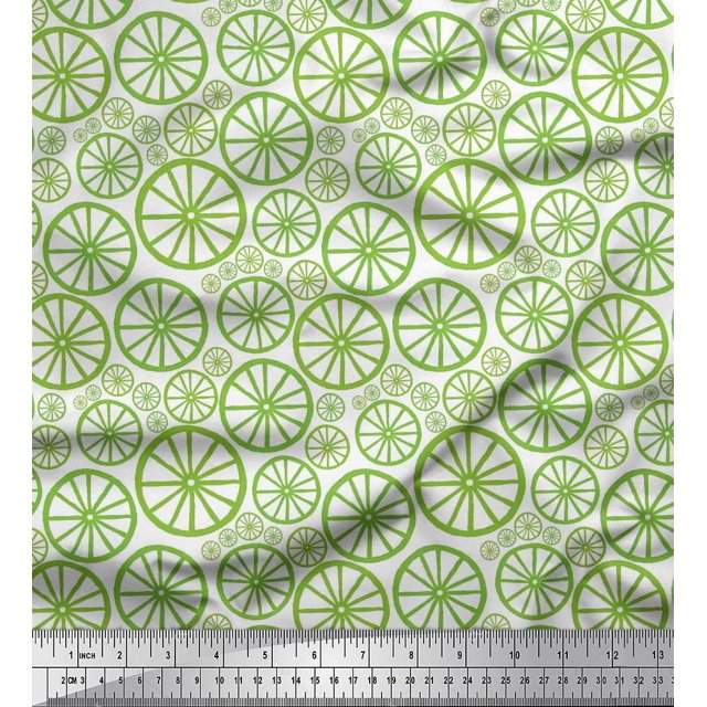 Soimoi Tissu Georgette Poly Vert Roue Tissu à Imprimé Ethnique au Mètre 52 Pouces de Large