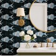thumbnail image 4 of S4Sassy Self-Stick Decorative Boho Wallpaper, Fish Motif Wall Paper, Textured Vinyl Waterproof Contact Paper, Blue, 25"X240" Removable Renter Friendly Wall Covering For Bedroom, Dining Room, 4 of 9