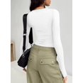 thumbnail image 3 of ORUYROP T-Shirts à Manches Longues pour Femmes Mode Automne 2023 Crop Tops Basiques Ajustés Y2K, 3 of 5