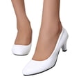 thumbnail image 1 of Dakaela Escarpins pour Femmes à Talon Bloc Bas et Épais, Bout Rond, Plateforme, Chaussures de Bureau/travail/robe, Blanc, 7, 1 of 6
