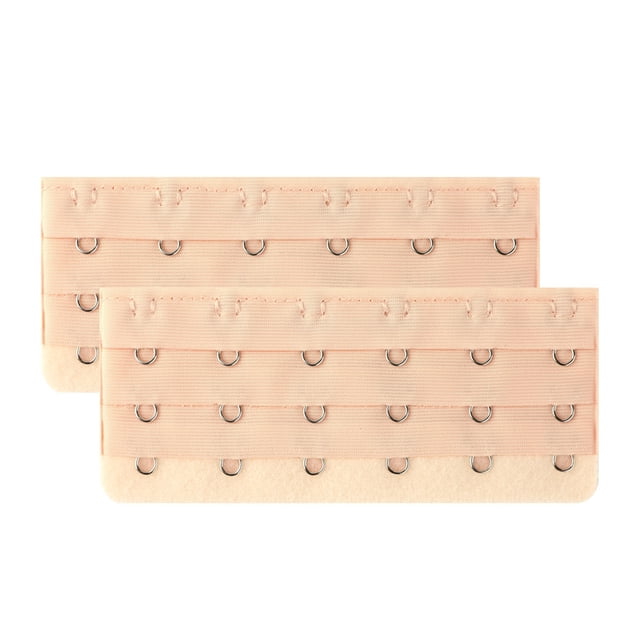 INSPIRE CHIC Women's 3 x 6 Hooks Bra Extender Brassiere Eye Tape Strap Skin Color-1 3 Rows 6 Hooks 2 Pcs