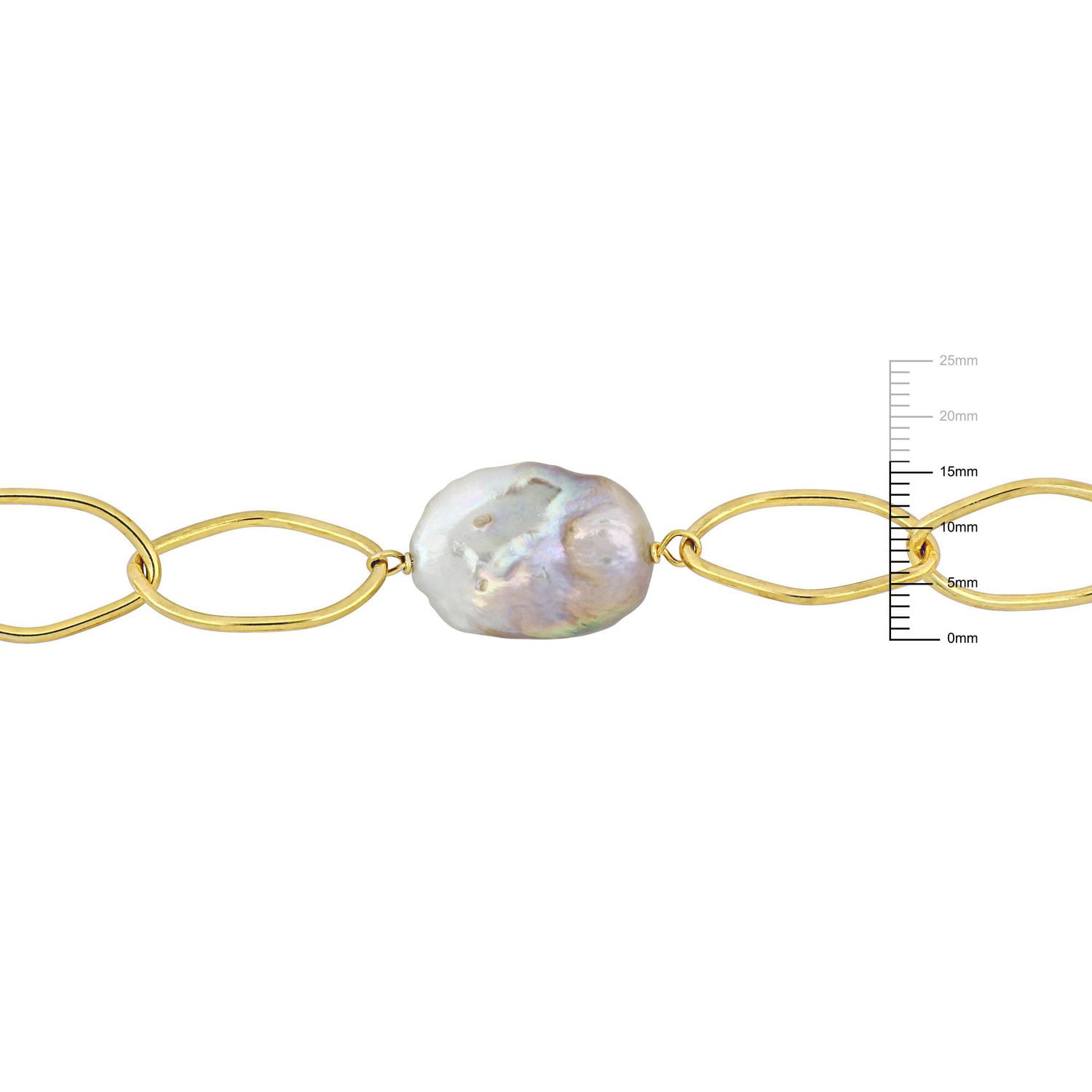 Collier avec trombone Miabella en argent sterling plaqué or 18K avec perles culture d'eau douce roses, 26 po