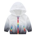 thumbnail image 3 of Kids Sun Protection Zip Hoodie Lightweight Long Sleeve Rash Guard with Hood Swim Cover Up Light Gray 7 Years-8 Years, 3 of 7