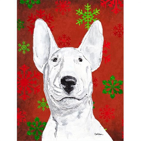 Carolines Treasures SC9590GF Bull Terrier Red Snowflake Christmas Flag Garden Size