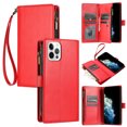 thumbnail image 1 of Compatible avec iPhone 14 Pro Max Étui Portefeuille Premium à Fermeture Éclair Grand Espace Flip en Cuir PU, 1 of 5