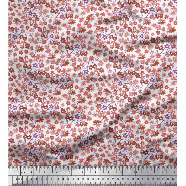 Soimoi Poly Georgette Fabric Floral Shirting Decor Fabric Printed Yard 52 Inch Wide