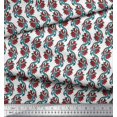 thumbnail image 2 of Soimoi Moss Georgette Fabric Leaves & Floral Block Printed Fabric 1 Yard 42 Inch Wide, 2 of 4
