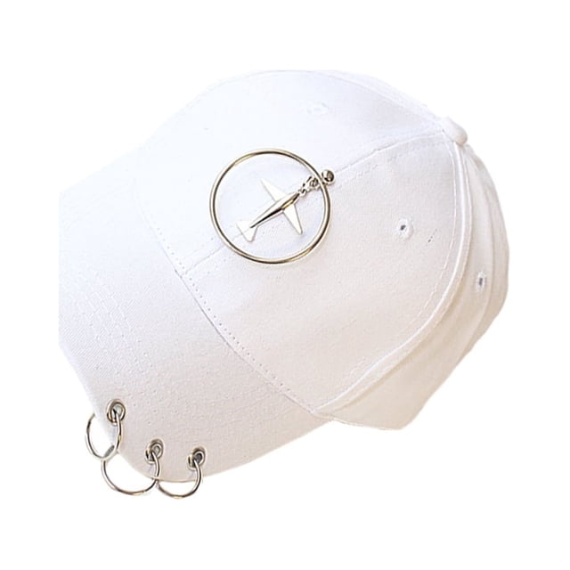 mmirethe Classic Baseball Hat With Ring Decor Adding Touch Of Style To Outfits Casual White 1Set