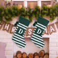 thumbnail image 5 of EIMELI 20 Inches Initial Monogram Embroidered Christmas Stocking Striped Knitted Christmas Decorations Stocking Green Letter Stockings for Family Holiday and Xmas Tree Fireplace Decor-R-G, 5 of 5
