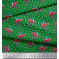 thumbnail image 2 of Soimoi Green Poly Georgette Fabric Watercolor Macaw Parrot & Triangle Geometric Fabric Prints By Yard 52 Inch Wide, 2 of 5