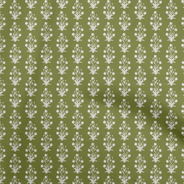 oneOone Cotton Silk Light Green Fabric Asian Block Print Craft Projects Decor Fabric Printed By The Yard 42 Inch Wide