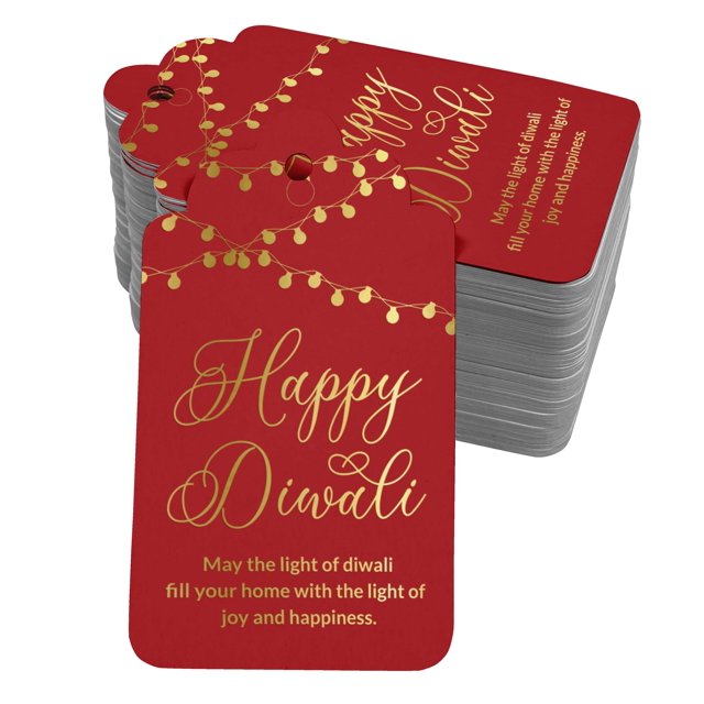 Inkdotpot Pack Of 100 Real Gold Foil Paper Tags Happy Diwali Favor Hang Tags