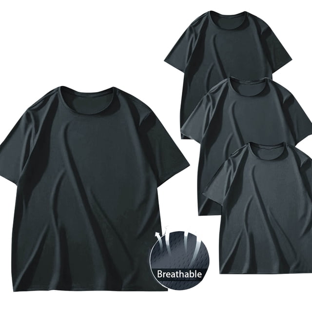 asjyhkr 3PCS Plus Size Men's Short Sleeve T-Shirt Crew Neck Tshirts Basic Plain Tees M-5XL