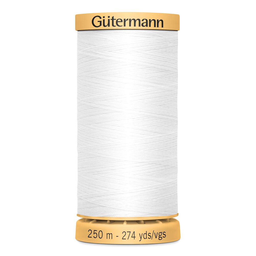 GÜTERMANN Cotton 50wt Thread, 250 m (273.4 yd), Black, Strong & Lustrous for Sewing