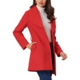 thumbnail image 4 of INSPIRE CHIC Manteau Trench Long à Simple Boutonnage pour Femme, Mignon, Col Rabattu, Ceinturé, m Rouge, 4 of 5