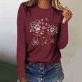 thumbnail image 2 of Pisexur Hauts d'Automne pour Femmes Mode Mignon T-Shirt Imprimé Graphique Hauts Col Rond Manches Longues Chemises pour Femmes Habillées Décontractées Sorties Hauts Confort Polyvalents Légers T-Shirts, 2 of 5