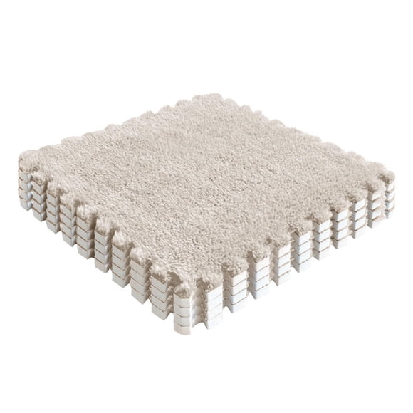 Upgraded Suede Foam Floor Mat, 30x30x1cm Plush Puzzle Tiles for Bedroom, Living Room, Soft Non-Slip, Waterproof, Easy Clean, Interlocking Play Mat Carpet
