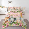 thumbnail image 2 of Erosebridal Cute Elephant Bedding Full Comforter Set, Pink Rose Down Comforter, Cartoon Jungle Animal Decor, Reversible, 2 of 7