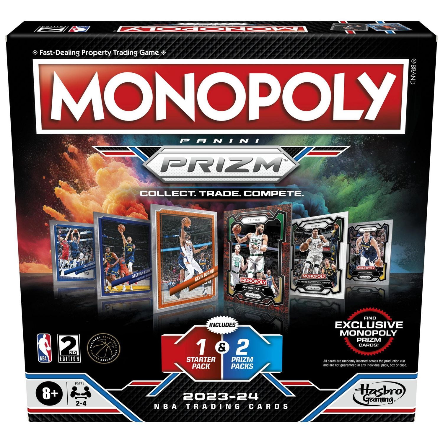 Monopoly Prizm: NBA 2nd Edition Board Game, Monopoly Game with 2023-24 Panini NBA Trading Cards