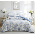 thumbnail image 2 of JOLUSERE Duvet Cover Queen Size,3 Pieces Botanical Floral Leaf Reversible Bedding Set,Light Blue White, 2 of 11