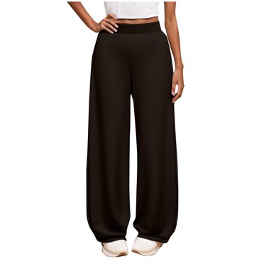 Girls Wide Leg Sweatpants Elastic High Waisted Solid Color Baggy Athletic Joggers Pants with Pockets Black 12-13 Years