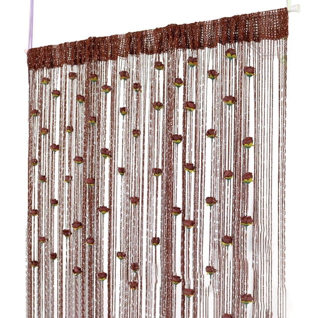 TIELUTT Rose Thread Door Curtain 2024 39x79 Inch String Curtain with Roses Room Divider Decoration Light Curtains 84 Rosette Curtains with Tiebacks Curtains Darkening Panels for Windows Shirt Curtains