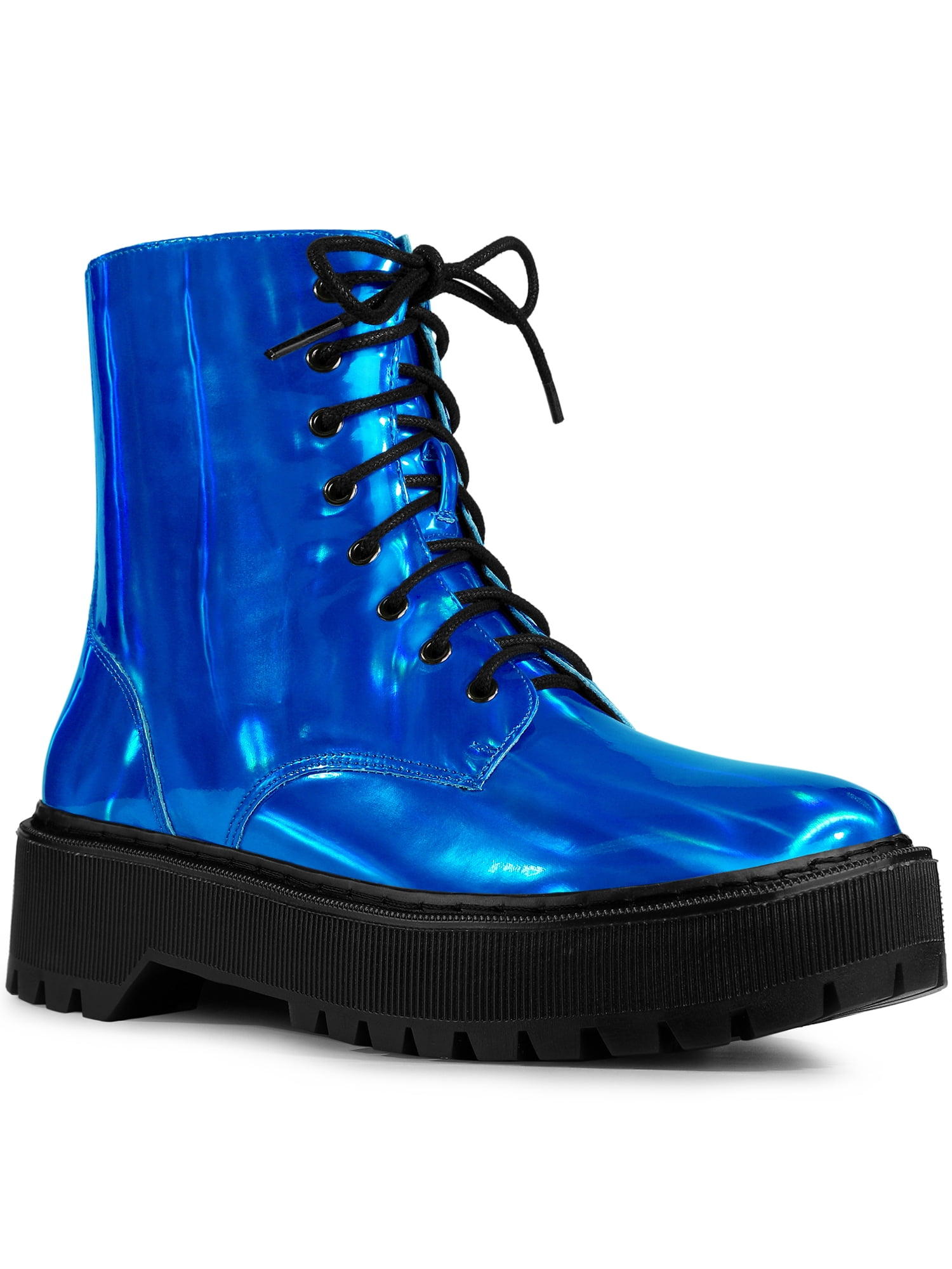 Unique Bargains Bottines de Combat à Lacets à Plateforme à Bout Rond pour Femmes