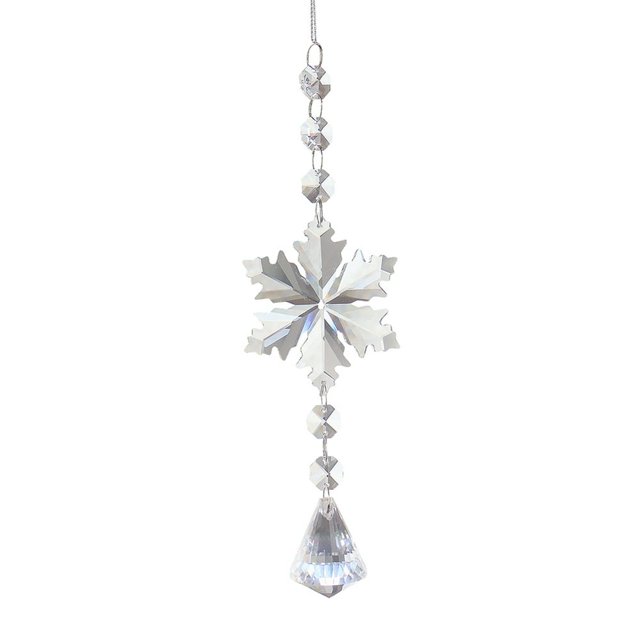 Crystal Light Catcher Prism Snowflake Wind Chime Hanging Christmas Sundrop (C)