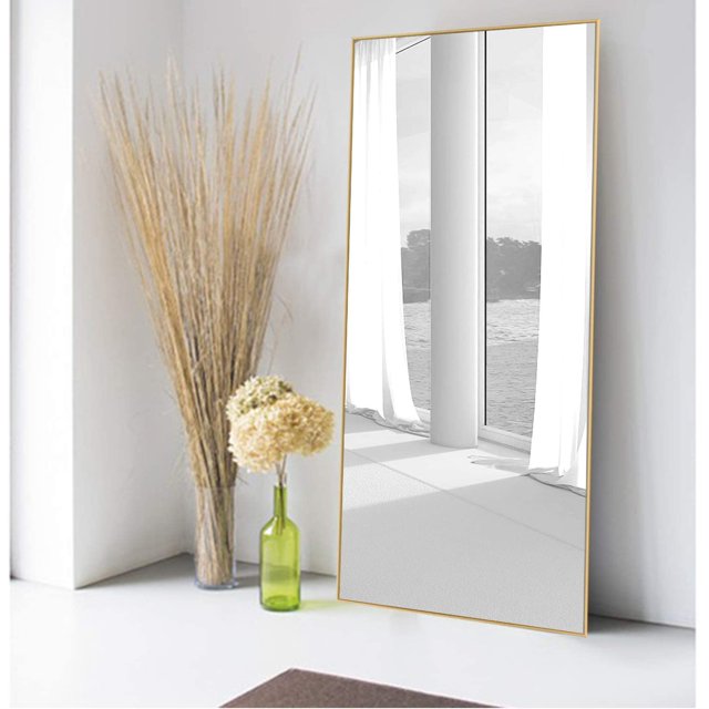 NeuType Full Length Floor Mirror Rectangular Gold 47"x22"