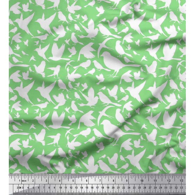 Soimoi Rayon Fabric Artistic Bird Decor Fabric Printed Yard 56 Inch Wide
