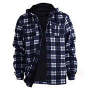 LUOGENLI Hoodies for Men Pullover Graphic Design Plaid Pattern Hooded Sweatshirt Lined Winter Warm Pullover Outerwear Casual Soft Comfortable Fit Mens Hoodies Graphic Vintage Navy Size L