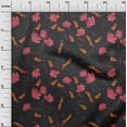 thumbnail image 2 of oneOone Polyester Lycra Dark Gray Fabric Leaves & Flower Craft Projects Decor Fabric Printed By The Yard 56 Inch Wide, 2 of 4