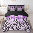 thumbnail image 1 of Erosebridal Ensemble de Literie Princesse Nœud Papillon Taille Simple, Imprimé Guépard Violet, Réversible 7 Pcs, 1 of 5