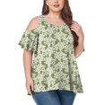 thumbnail image 1 of CHUANK Women‘s Plus Size Cold Shoulder Tunic Top Summer Short Sleeve Blouse, 1 of 7
