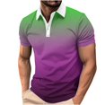 thumbnail image 3 of HVOBTTY Mens Summer Soft Versatile Pullover Fashion Casual Gradient Color Lapel Button Short Sleeve Loose Breathable Daily Base Shirts Purple, XXXXL, 3 of 5