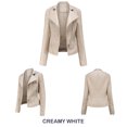 thumbnail image 2 of WEIYLL Womens Fleece Jackets Leather Motorcycle Short Lightweight Pleather Crop Beige Ladies Fall Tops And Blouses Size L, 2 of 8