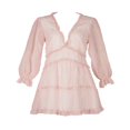 thumbnail image 4 of Women Printed Pattern Dress  Long Sleeve Deep V-neck Multiple Layer One-piece  S/ M/ L/ XL, 4 of 7