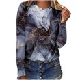 thumbnail image 1 of IROINID Économies Hauts à Manches Longues pour Femmes Col Rond Imprimé T-Shirt Blouse, Gris, 1 of 3