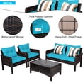 thumbnail image 4 of Costway 8PCS Patio Rattan Furniture Set Loveseat Sofa Coffee Table W/Turquoise Cushion, 4 of 9