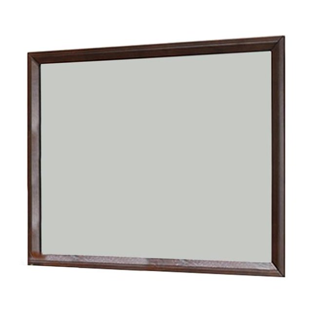 Benjara BM232120 35 in. Rectangular Wood Encased Mirror, Brown