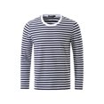 thumbnail image 2 of INSPIRE CHIC T-Shirt pour Homme à Rayures Col Ras du Cou Manches Longues Chandail Haut 34 Bleu Marine, 2 of 8