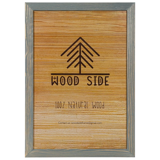 Rustic Wooden Poster Picture Frame 18x24 - Natural Solid Eco Distressed Wood for Wall Mounting Photo Frame - Grey