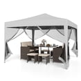 thumbnail image 2 of Gymax 10 FT x 10 FT Pop-Up Canopy Tent w/ Mesh Netting Carry Bag 8 Stakes & 4 Ropes Beige, 2 of 7